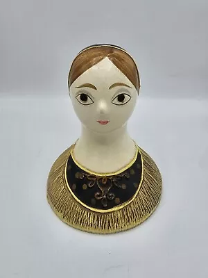 Vintage Folk Art Paper Mache Lady's Head Doll Face For Trinket Box - NO BOX • $19.99