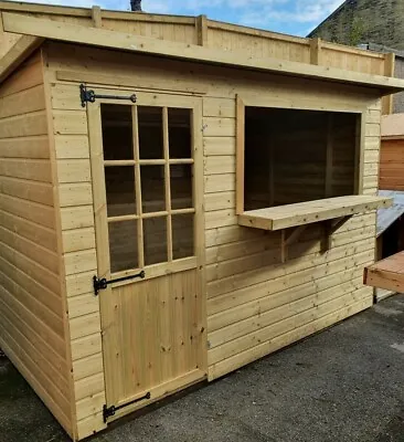 10x6 GARDEN BAR PUB WOODEN DRINKS HUT TANALISED SHIPLAP PATIO KIOSK DOOR LEFT • £1255.50