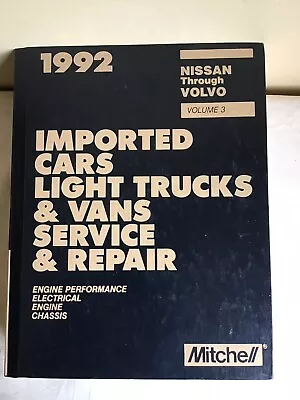 Vtg 1992 HC Mitchell Imported Cars Light Trucks Vans Service Repair Manual Vol 3 • $18.99