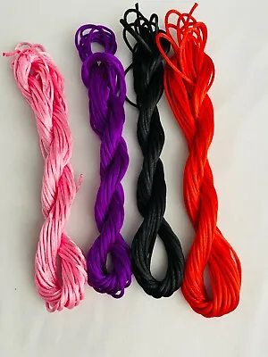 £2.99 • Buy 8 Meters (Size: 2mm)  RATTAIL SILKY SATIN CHINESE KNOT CORD THREAD Craft Making 
