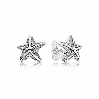 PANDORA EARRINGS Sterling Silver ALE S925 TROPICAL STARFISH STUDS  290748CZ • $64.99