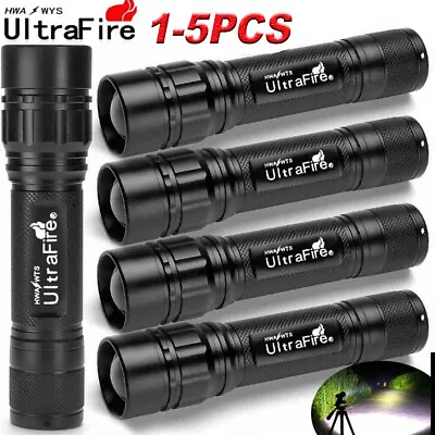 1-5Pcs Super Bright Tactical Zoom Flashlight 20000LM LED 18650 Powerful Torch • £5.70