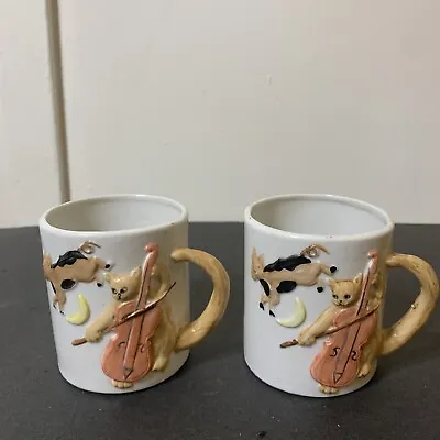 Vintage Mug Pair By Hey Diddle Diddle Taiwan. Nursery Rhyme Design. 1980 • $30