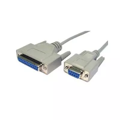 GP1680 Serial Cable D9 Female To D25 Pin Female Null Modem Lead 2 Metres • £6.99