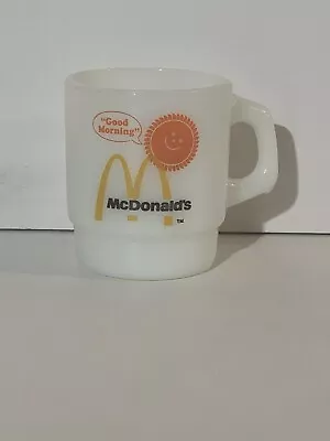 Vintage McDonalds “Good Morning” Fire King Anchor Milk Glass Coffee Mug Cup USA • $8.99