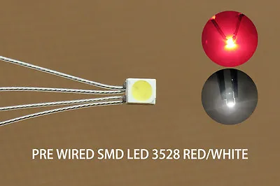 20pcs Pre-soldered Litz Wired Wire Bi-color RED/WHITE SMD LED 3528 DUAL • £14.39