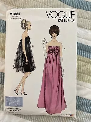 V1885 Sewing Pattern Misses' Special Occasion Evening Dress Sz 16-24 Vogue 1885 • $12.99