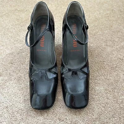 Vintage Miu Miu FW 2001 Black Patent Leather Mary Jane Shoes - EU 38.5 • £150