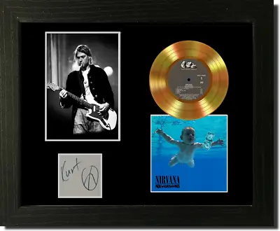 £17.99 • Buy NIRVANA Kurt Cobain Nevermind Signed GOLD Mini RECORD Style CD Display Framed 