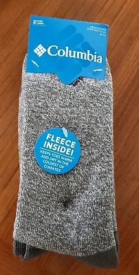 Columbia Men's Thermal Socks GRAY ORANGE Size 6-12 Fleece Lined 2 PAIR #37521 • $12.50