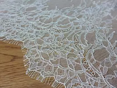 Soft White French Chantilly Lace Fabric Elegant Floral Wedding Fabric By Yard • $9.99