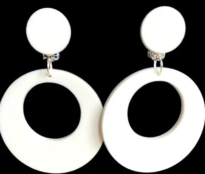 £7.99 • Buy 1960's Style Dangler Hoop Earrings, Mod Earrings Clip-on Mod Earrings