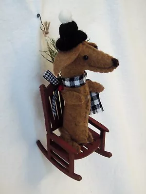 Felt Dachshund Red Brown Sculpture Rocking Chair Ornament Holiday Christmas Tree • $20