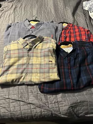 RSVLTS Flannel Shirt Mens XXXL [LOT OF 4] Pockets Shacket Plaid Check Roosevelts • $40.01