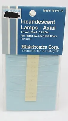 Miniatronics 18-075-10 1.5V Clear Incandescent Light Bulb - Axial (Pack Of 10) • $11.78