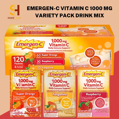 Emergen-C Vitamin C 1000 Mg Variety Pack Drink Mix - 30/60/90/120 Packets • $24.99