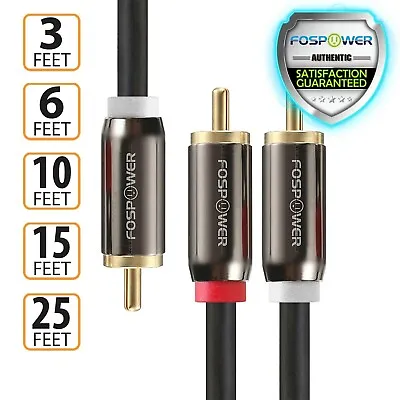 3 6 10 15 25 FT Dual Layer 2 To 1 RCA Male Splitter Stereo Sub Audio Y Cable • $9.99