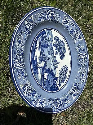 Vintage 1971 DAHER Decorated Ware Floral Tin Oval Tray 13 X 10 England Blue • $12.40