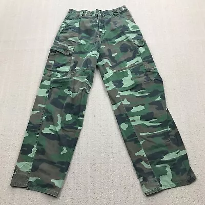 VINTAGE Y2K Plugg Camo Pants Mens 32x34 Green Cargo Pocket Distressed Skater • $40