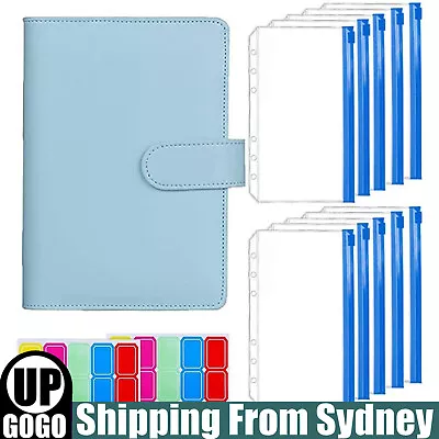 A6 PU Leather Binder Cover Binder Pockets Cash Envelope Wallet Planner Notebooks • $15.84