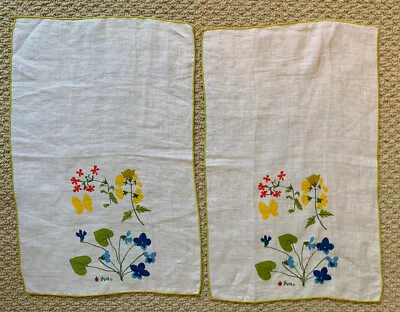 Vintage VERA Neumann Floral Guest Tea Towels 11  X 16.75  Lot Of 2 CLEAN! • $22.52