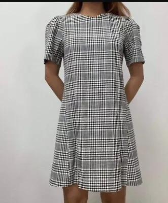 Zara Plaid Black And White Dress Size Large • $23