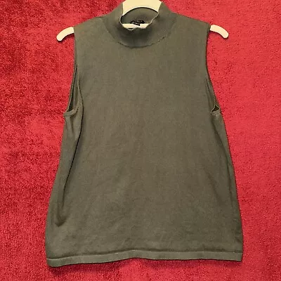 ANN TAYLOR Factory Sleeveless Mock Turtleneck Blouse Olive Green Size XL • $15