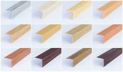 ! 1 Metre ! WOOD EFFECT PLASTIC PVC CORNER 90 DEGREE ANGLE TRIM  VARIOUS SIZES • $3.72