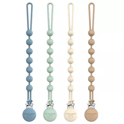 Silicone Pacifier Clip Holder With One Piece Design Pack Of 4 Soft Flexible • $20.20