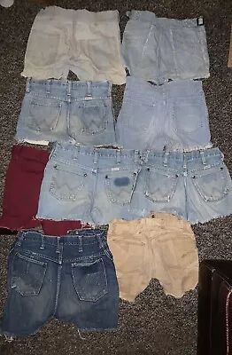 Vintage Levis Wrangler Distressed Denim Jeans Daisy Dukes Shorts Lot Of 9 30” L • $9.99