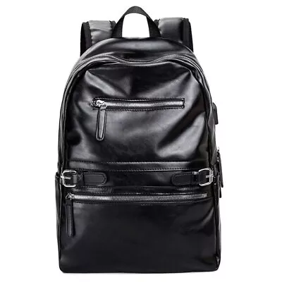 Mens Backpack Leather Business Travel Bag Laptop School Bag Rucksacks • $44.99