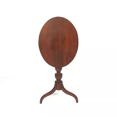 Antique Candle Stand Tilt Top Flip Folding Mahogany Side End Table Oval 19th C • $275