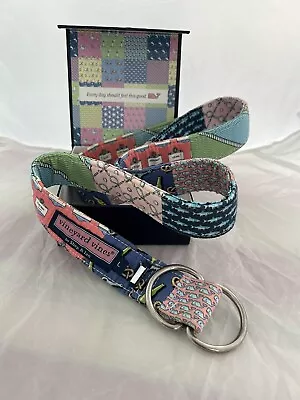 Vineyard Vines Mens Belt D-Ring Nautical Patchwork Fabric Adjustable Size Large • $25