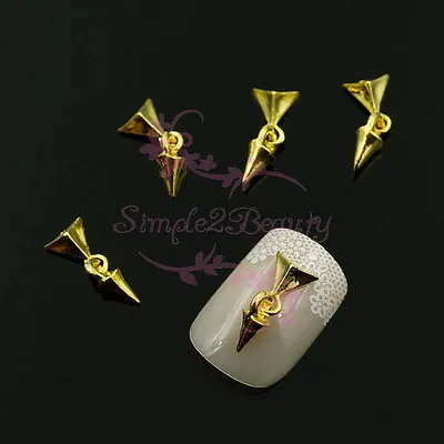 20 Pyramid Bullet Cone Spike Dangle Style Nail Art Alloy Charms Punk Rock Design • $4.89