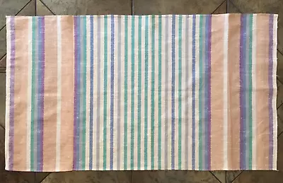 VINTAGE FLAX LINEN Kitchen Towel FABRIC 19 X34  Striped HEMMED From Latvia NEW • $12