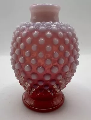 Vintage FENTON Hobnail Opalescent CRANBERRY PINK Small Bud Vase • $19.99