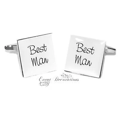 White Square Wedding Cufflinks Groom Best Man Usher Etc - Cuff Link Gift! • £3.14