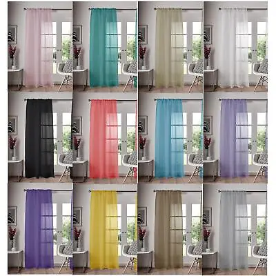£4.45 • Buy Single Panel Net Slot Top Voile Curtains With Eyelet Swags Rod Assorted Colours