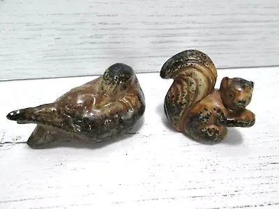 Vintage Miniature Squirrel Duck Figurine Stoneware Ceramic Pottery Brown Japan  • $14.94