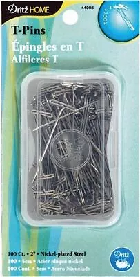 Dritz 2  Nickel Plated Steel T-PINS 100 Pcs With Clear Storage Container • $5.75