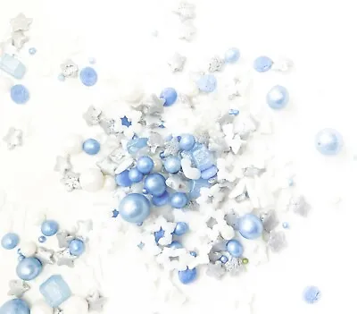 Frozen Sprinkles Blue Silver Edible Frosty Snowflakes Sugar Cupcake Cake Toppers • £3.89
