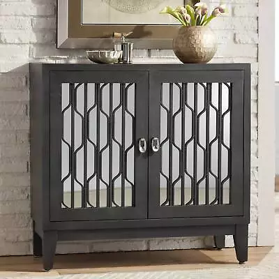 Carson 34  Wide Gray Wood Mirrored 2-Door Cabinet • $469.99