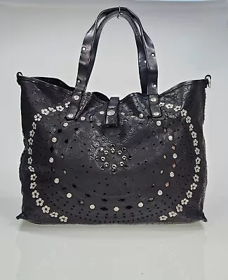 CAMPOMAGGI Echinacea Mandala Perforated Studded Leather Tote Crossbody Bag Italy • $649.14
