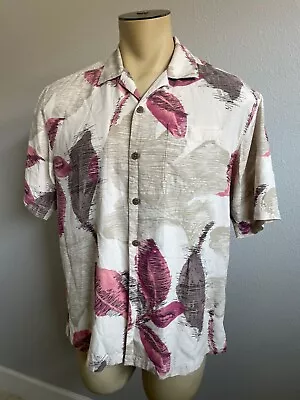 TOMMY BAHAMA Men's Floral 100% Silk SS Button Front Camp Shirt Size Medium • $14.99
