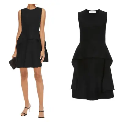 Victoria Victoria Beckham Womens Ribbed Trim Ponte Peplum Mini Dress Black Large • $117
