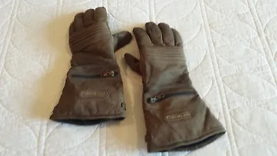 Leather Gloves Winter Marble Brown Motorcycle Cycling- Great Shape + Rain Cover! • $89