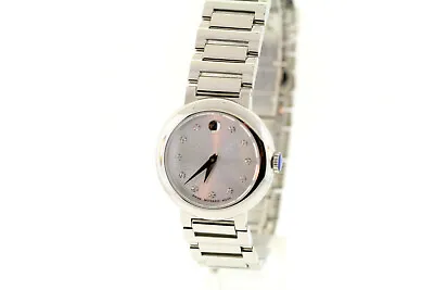 Ladies Movado 0606789 CONCERTO Stainless Steel Silver Dial Diamond Accent Watch • $318.50