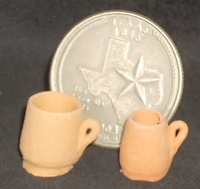 2 Clay Beer Steins Mugs Stein 1:12 C219 Mexican Dollhouse Miniature Terracotta  • $2
