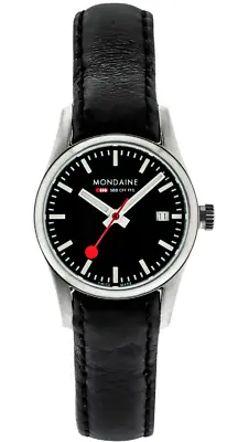 Mondaine Retro Black Dial Black Leather Women’s Watch A629.30341.14SBB • $229.95
