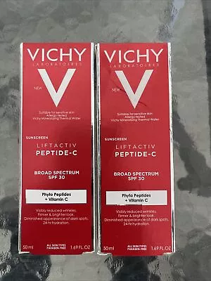 (2 Pk) VICHY LiftActiv PEPTIDE-C SPF 30 FACE SUNSCREEN (1.69 Oz. Ea): Exp. 09/25 • $29.99